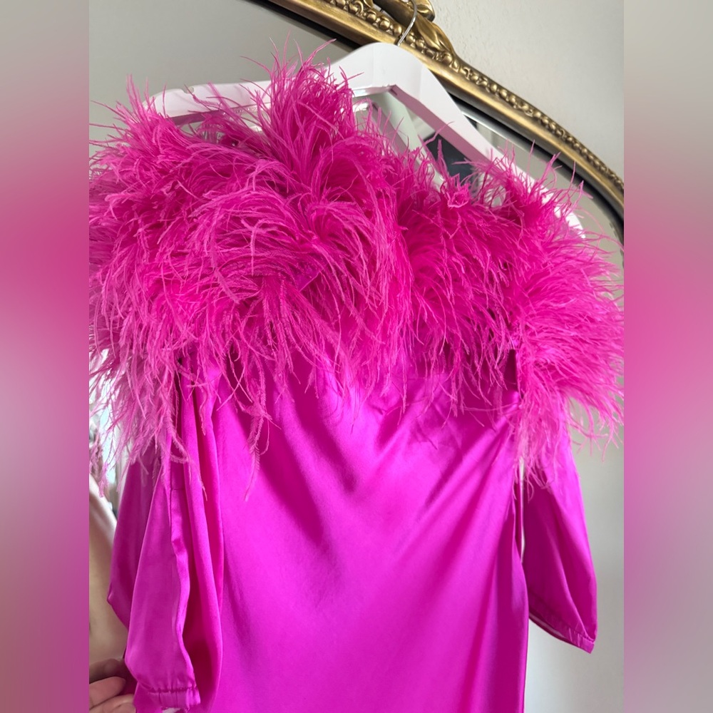 Cult Gaia Terra Feather Gown in Pink Anemone - Picture 11 of 12